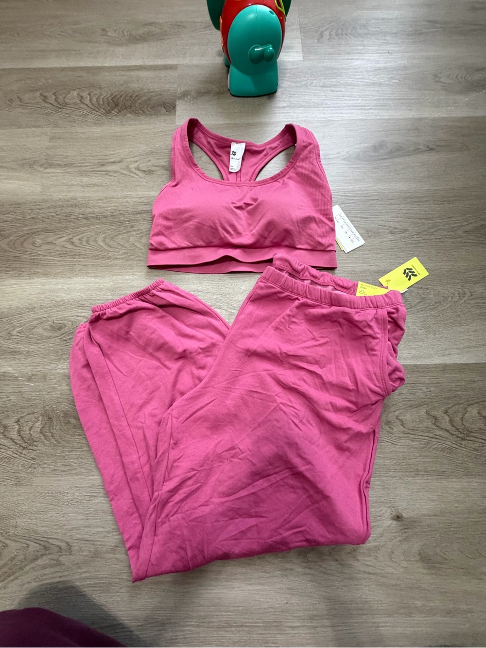 Target Pink Seamless Racerback Sports Bra and Lounge Pants Set